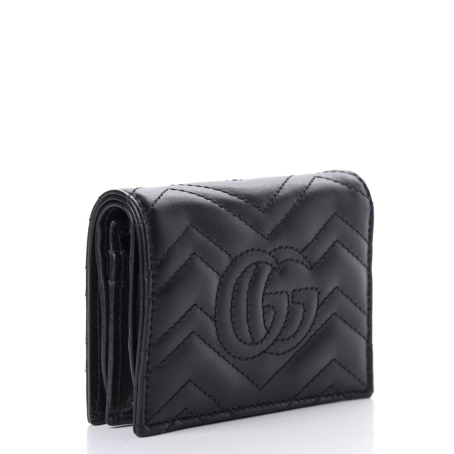 Calfskin Matelasse GG Marmont Card Case Wallet Black