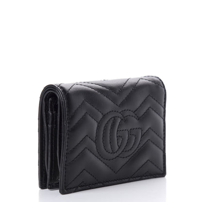 Gucci Calfskin Matelasse GG Marmont Card Case Wallet Black 3 of 7
