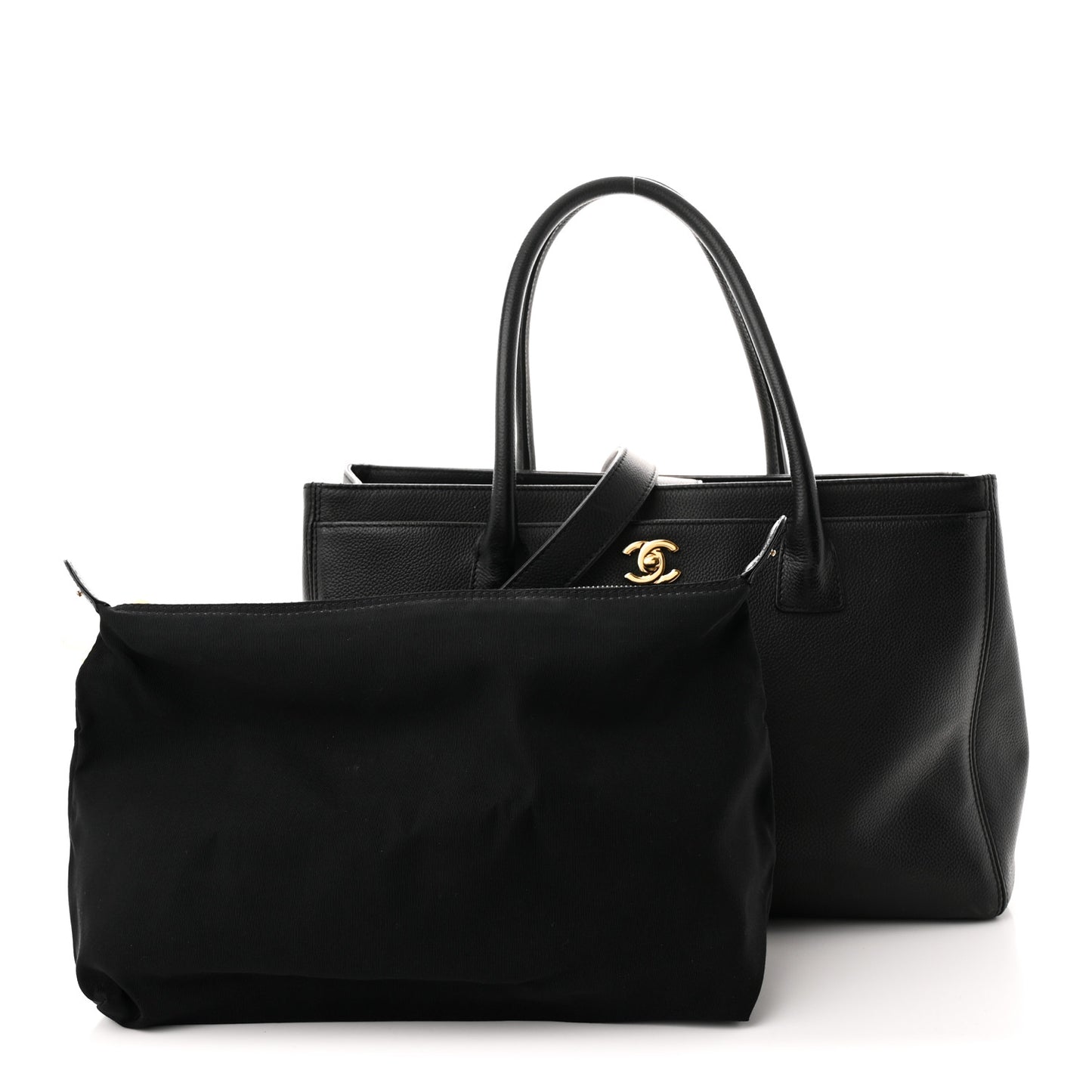 Calfskin Cerf Executive Shopper Tote Black