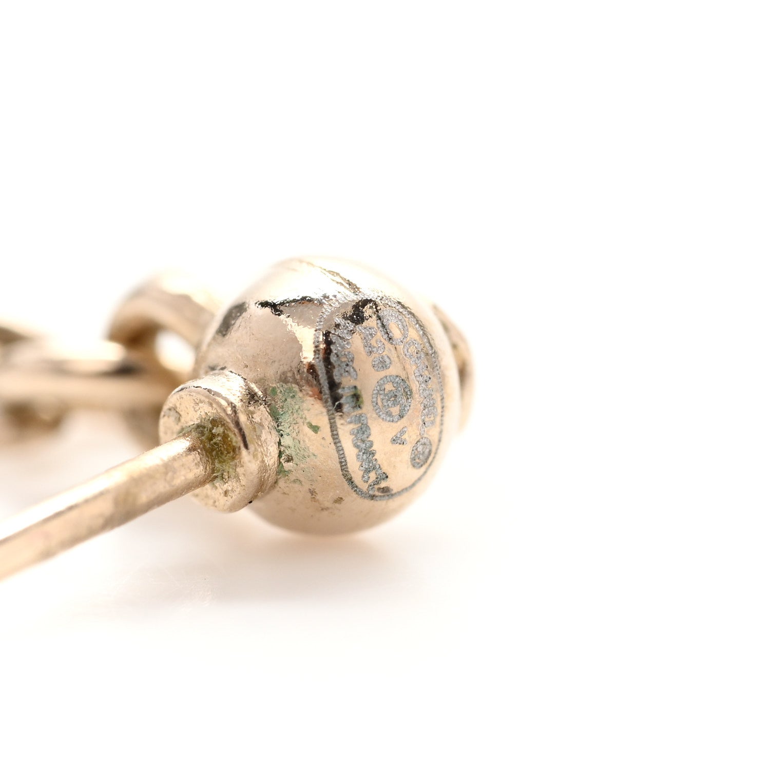 Chanel Crystal CC Drop Earrings Pink Grey Gold 4 of 4