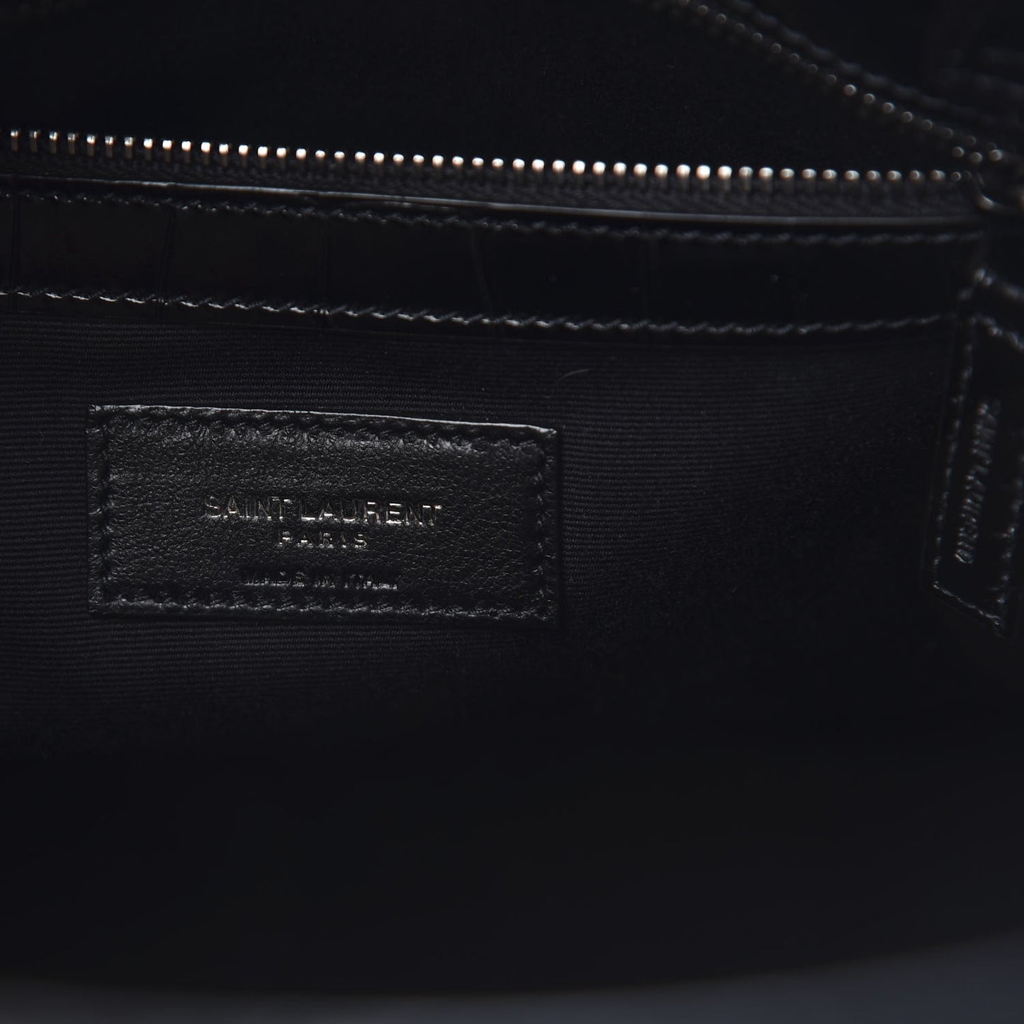 Shiny Calfskin Crocodile Embossed Small Manhattan Shopper Tote Black