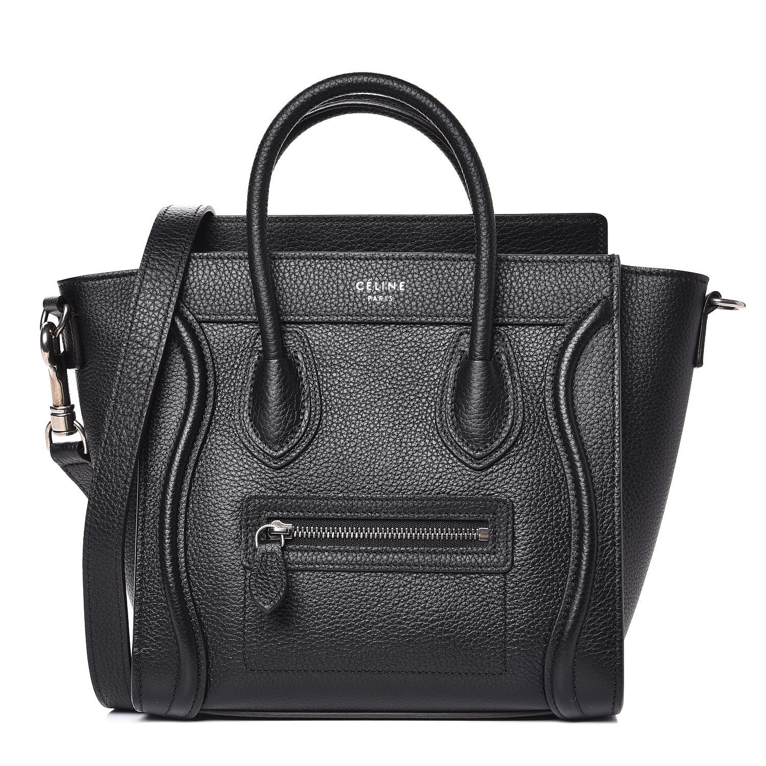 Celine Drummed Calfskin Nano Luggage Black 1 of 8