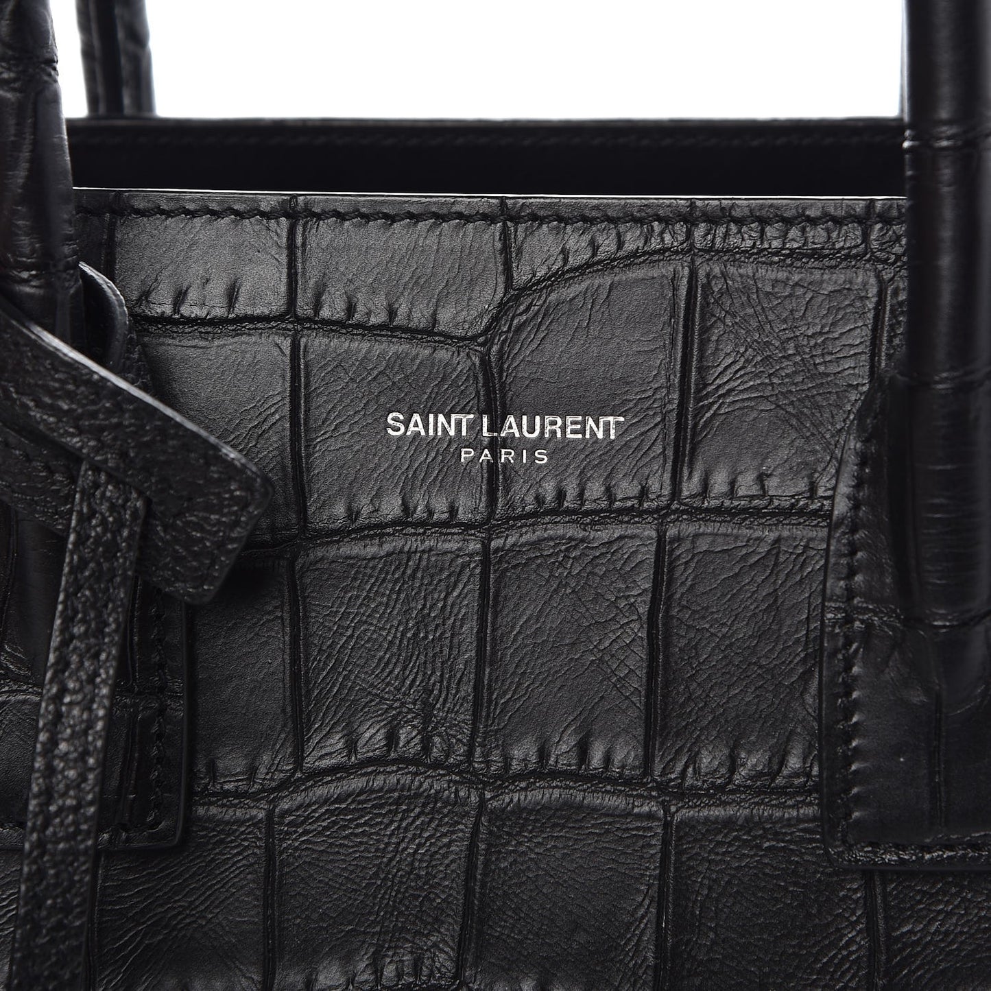 Calfskin Crocodile Embossed Baby Sac De Jour Black