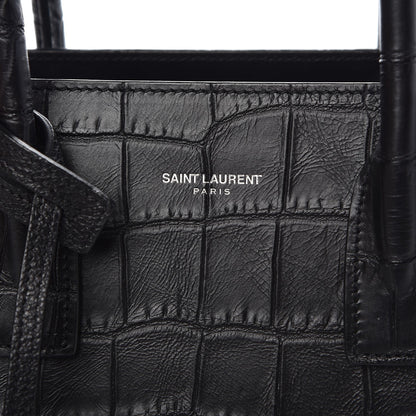 Saint Laurent Calfskin Crocodile Embossed Baby Sac De Jour Black 6 of 8