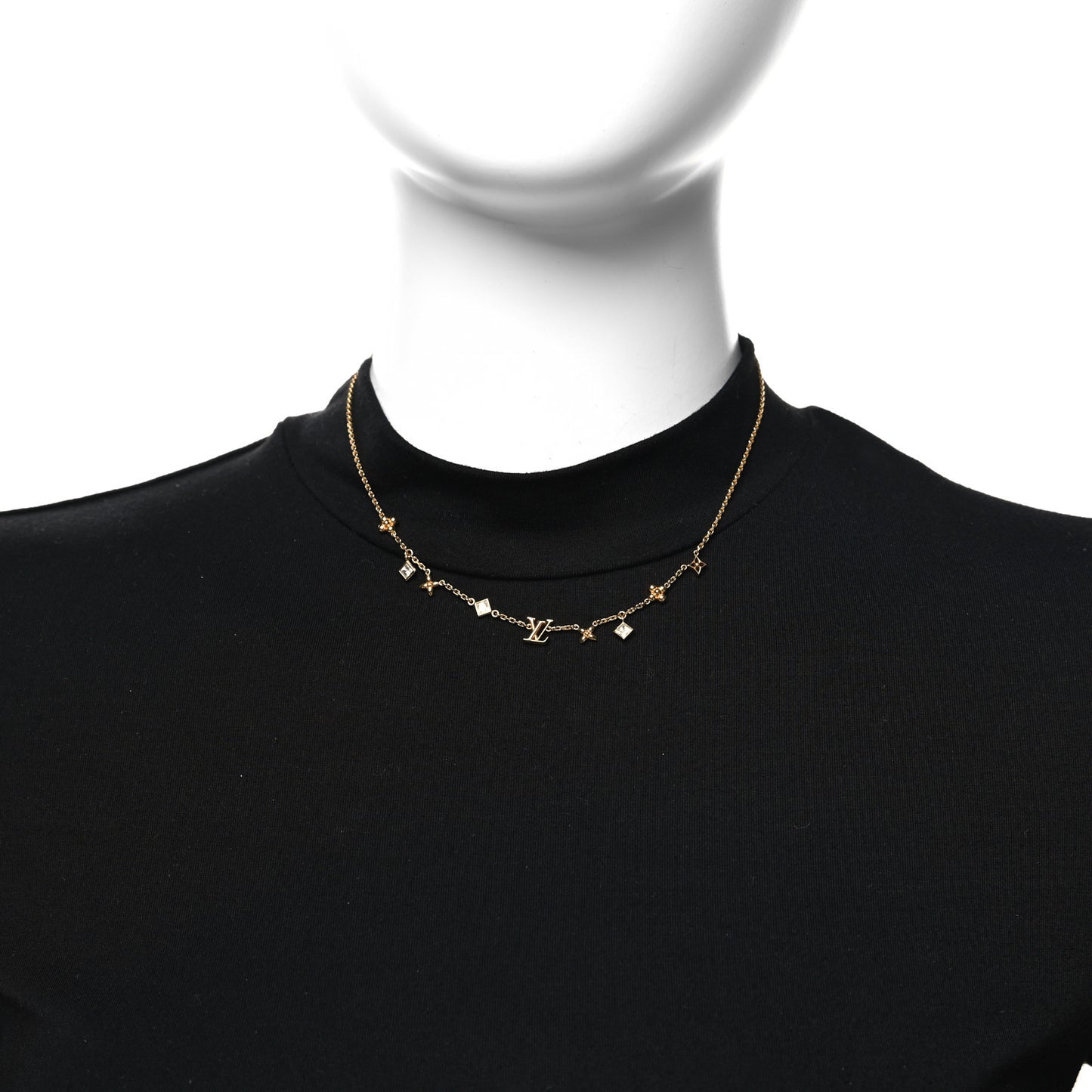 Metal Crystal LV In The Sky Necklace Gold