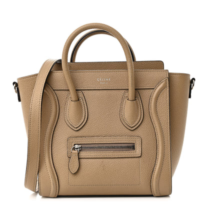 Celine Drummed Calfskin Nano Luggage Dune 1 of 26