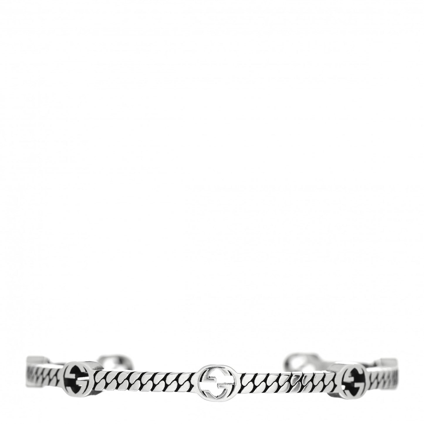 Sterling Silver Thin Interlocking G Cuff Bracelet 16