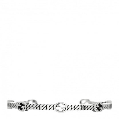 Gucci Sterling Silver Thin Interlocking G Cuff Bracelet 16 1 of 4