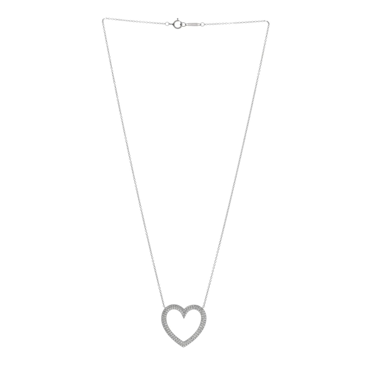 Platinum Diamond Large Metro Heart Pendant Necklace