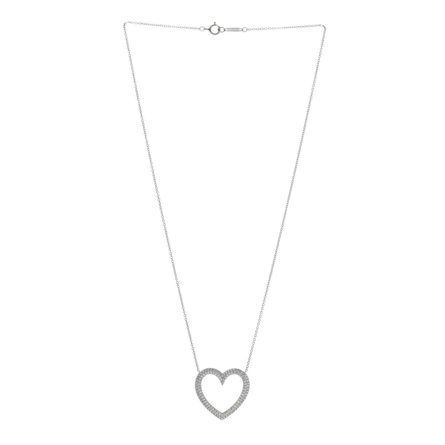 Tiffany Platinum Diamond Large Metro Heart Pendant Necklace 3 of 5