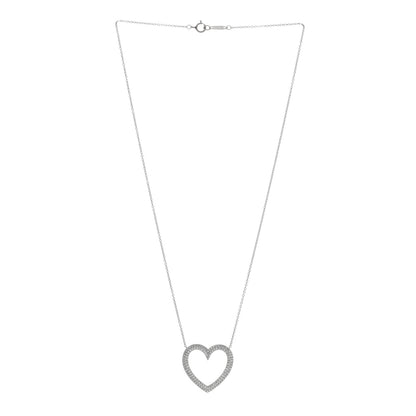 Tiffany Platinum Diamond Large Metro Heart Pendant Necklace 3 of 5