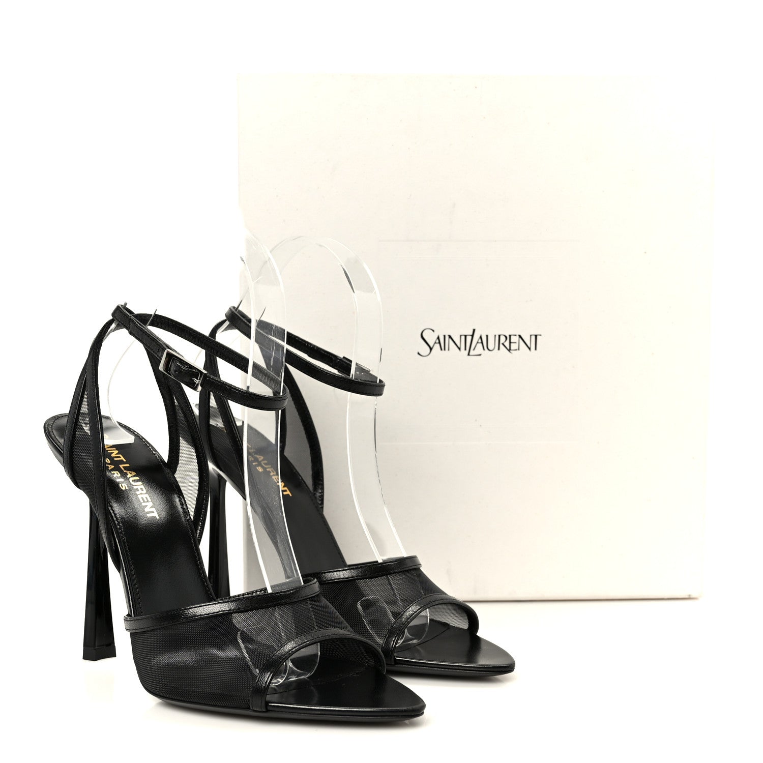 Saint Laurent Tulle Missy 110 Ankle Strap Sandals 37.5 Black 9 of 9