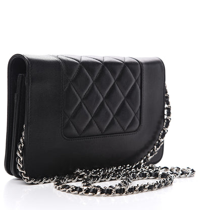 Chanel Sheepskin Quilted Mademoiselle Vintage Wallet On Chain WOC Black 2 of 15
