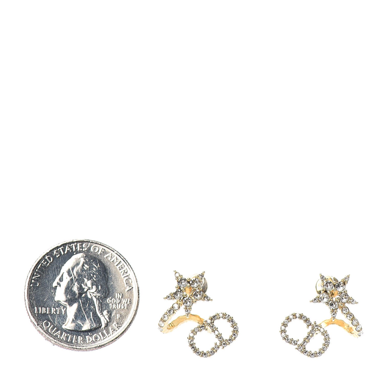 Christian Dior Crystal Clair D Lune Wrap Around Earrings Gold 2 of 4