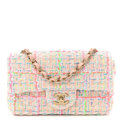 Chanel Tweed Quilted Mini Rectangular Flap Pink Green Orange Purple 1 of 11