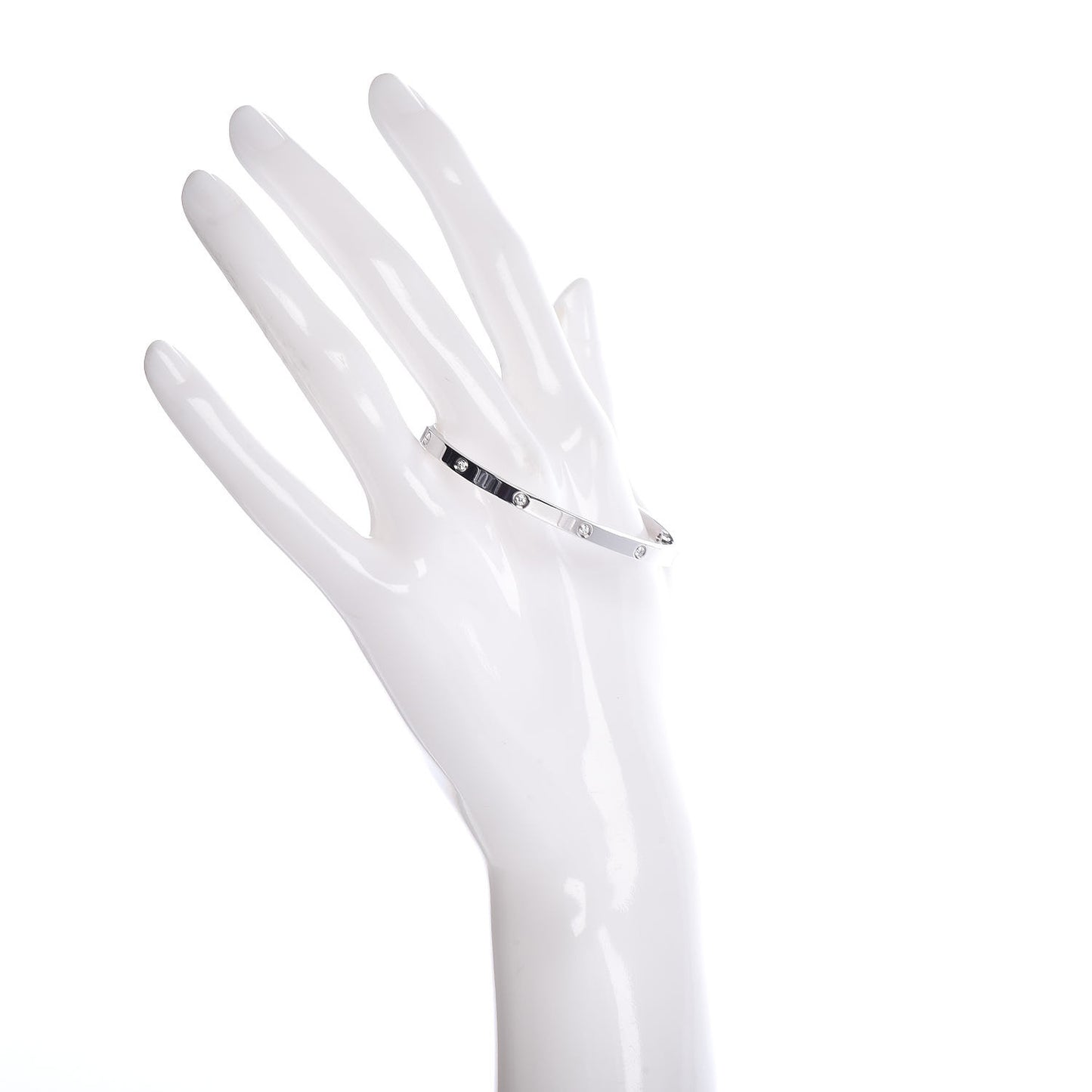 18K White Gold 10 Diamond Small LOVE Bracelet 16