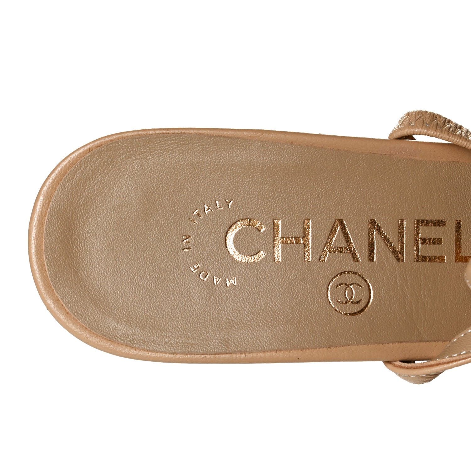 Chanel Goatskin Grosgrain Cap Toe CC Slingback Pumps 39 Beige Black 7 of 7
