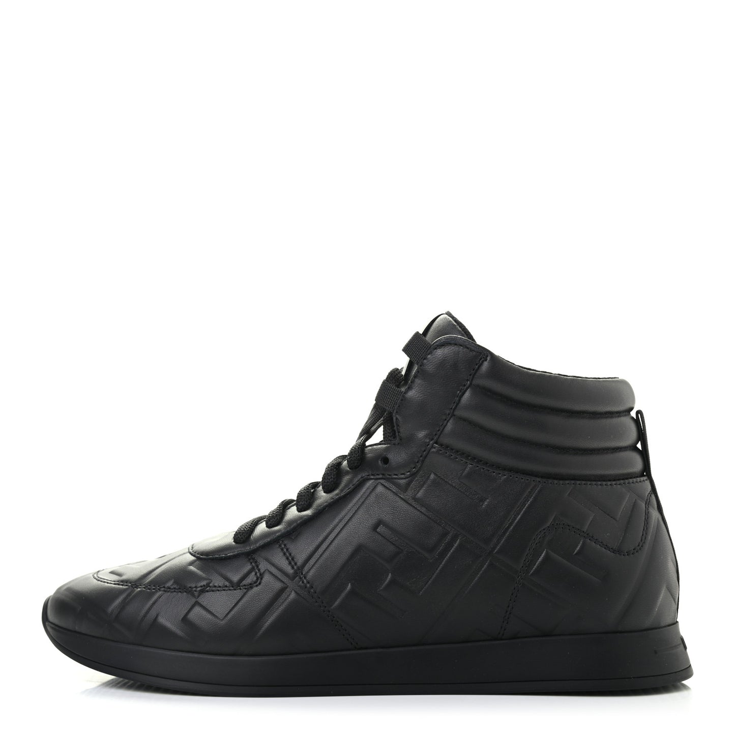 Nappa Macro FF Embossed High Top Sneakers 38 Black