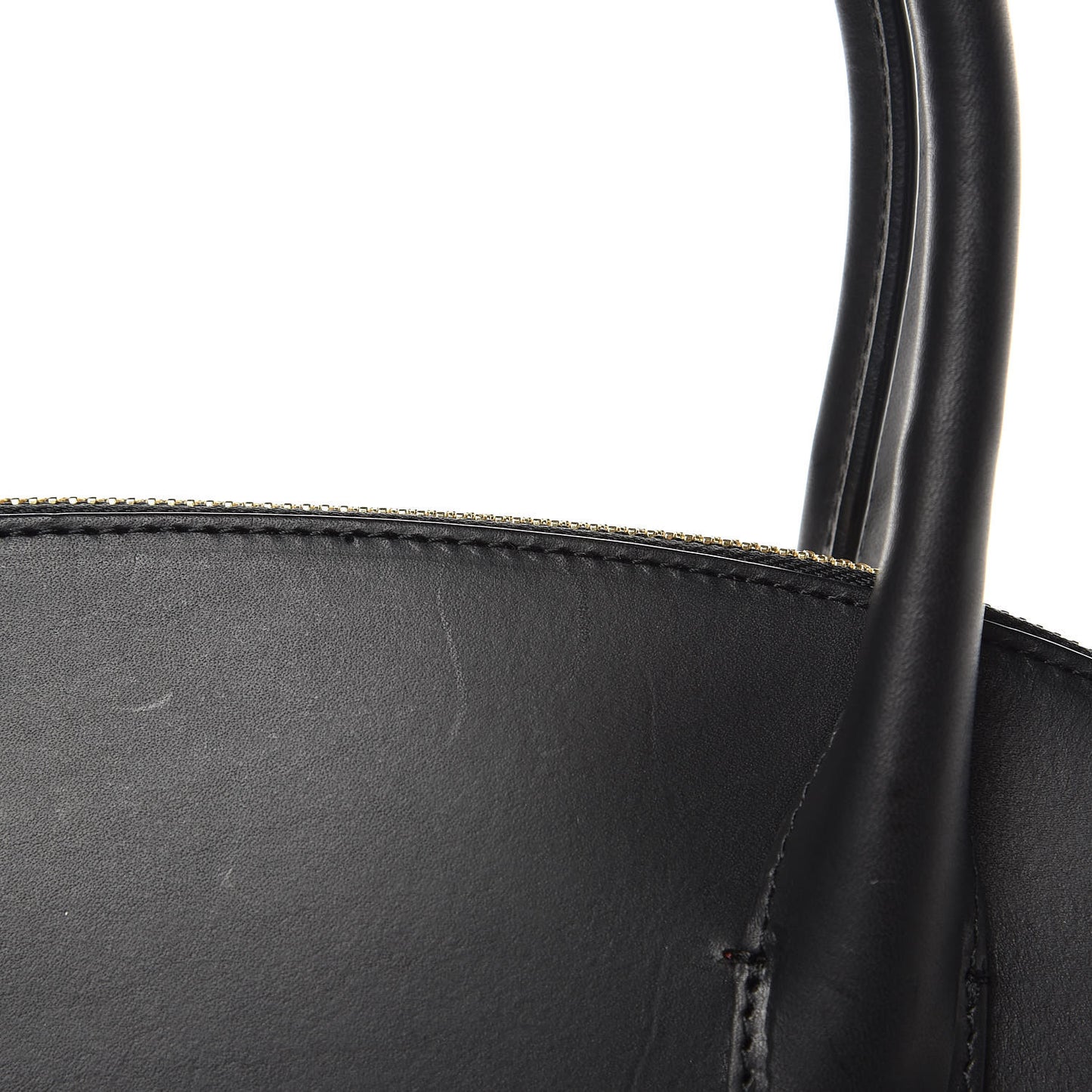 Calfskin Top Handle Rounded Bag Black Flamma