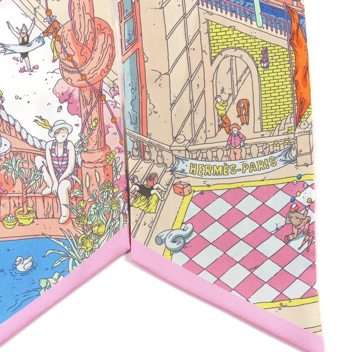 Hermes Silk Le Grand Prix du Faubourg Maxi Twilly Jaune Fluo Rose Multicolor 3 of 4