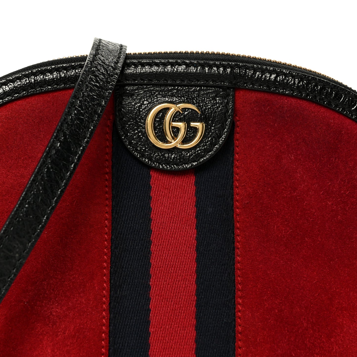 Suede Patent Web GG Small Ophidia Dome Shoulder Bag Hibiscus Red