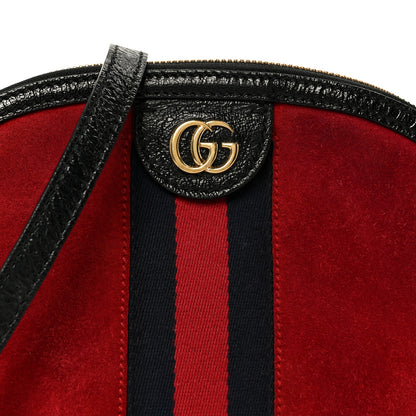 Gucci Suede Patent Web GG Small Ophidia Dome Shoulder Bag Hibiscus Red 9 of 11