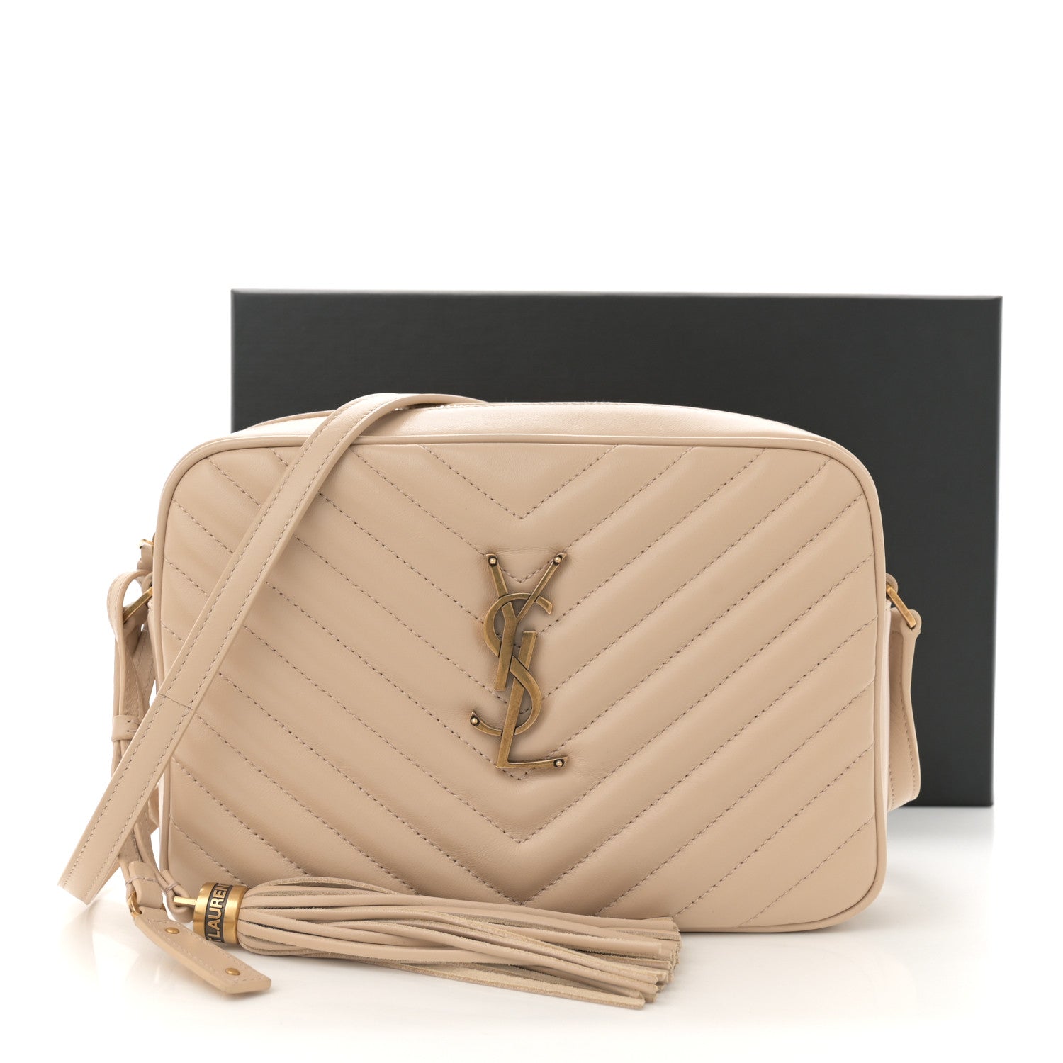 Saint Laurent Calfskin Matelasse Monogram Lou Camera Bag Dark Beige 12 of 12
