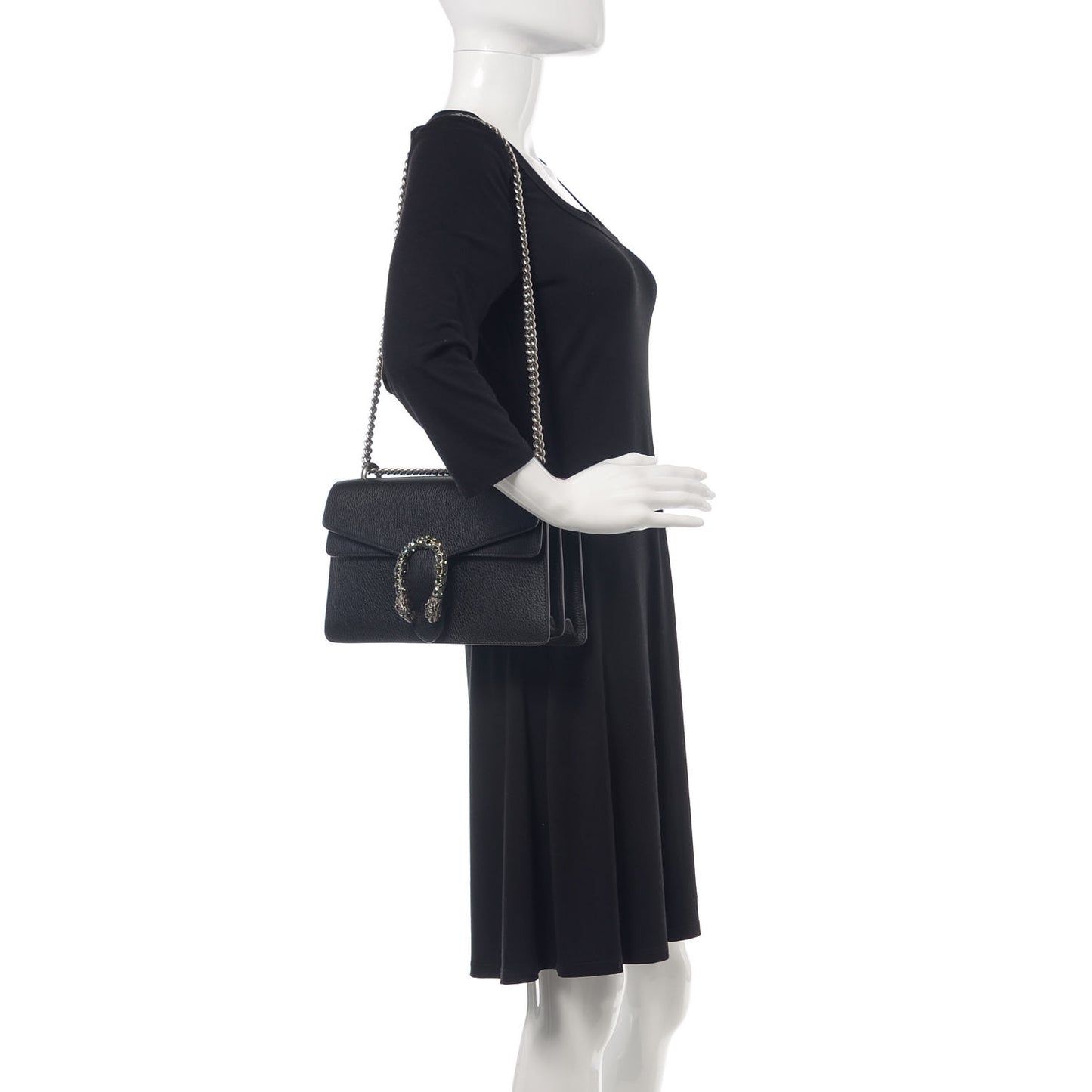 Pebbled Calfskin Small Dionysus Shoulder Bag Black