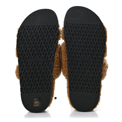 Hermes Woolskin Mens Chypre Sandals 42.5 Beige Gobi 5 of 8