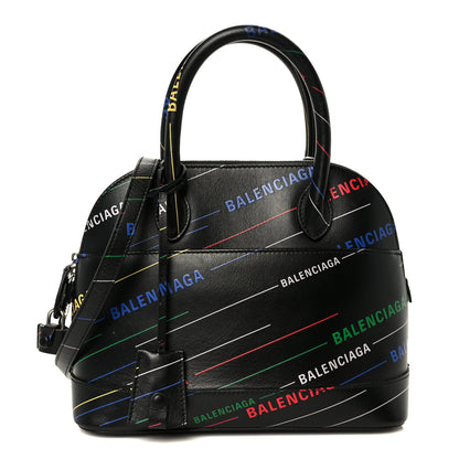 Balenciaga Calfskin Logo Print S Ville Top Handle Bag Black Multicolor 1 of 10