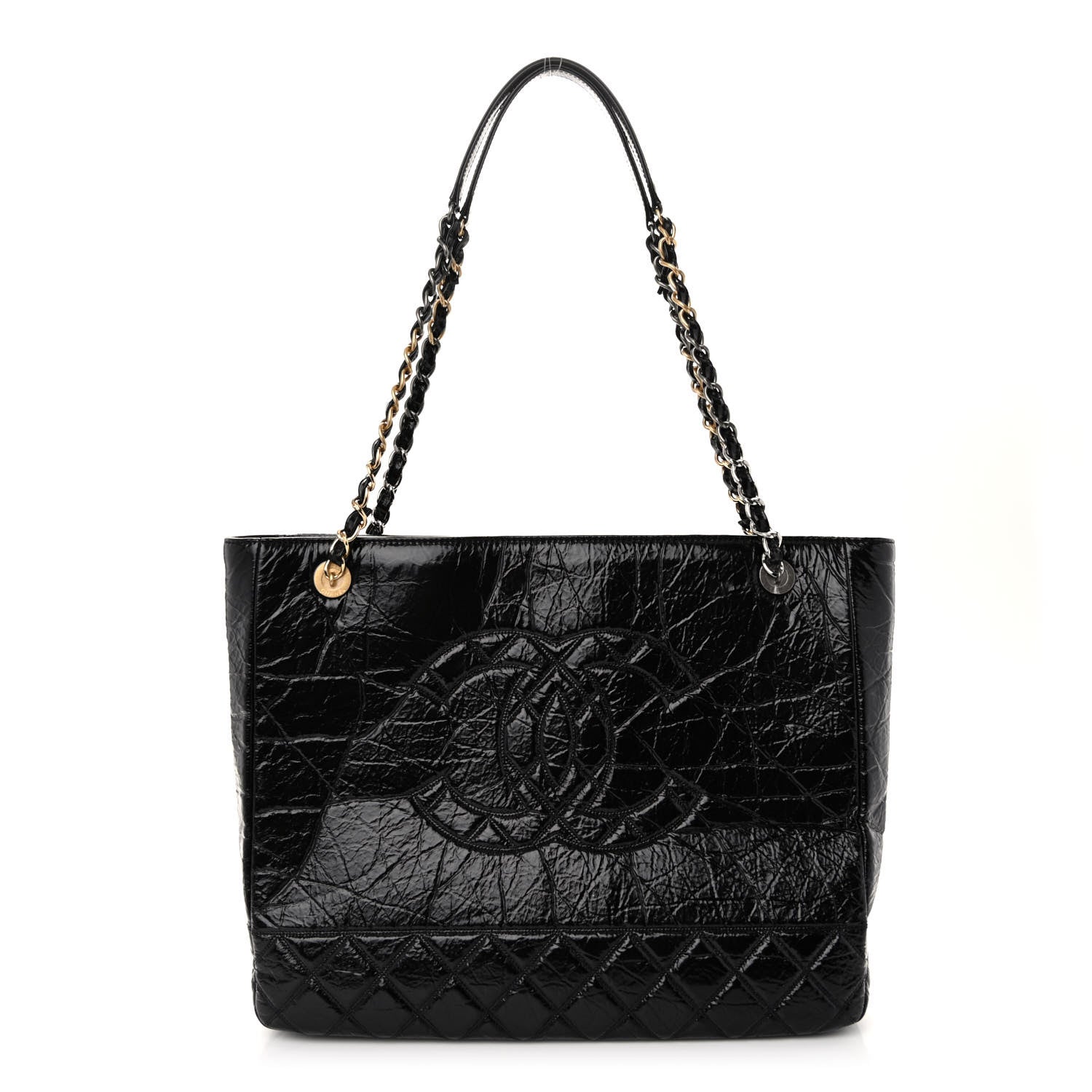 Chanel Shiny Aged Calfskin Quilted Large Shopping Bag Black 1 of 11
