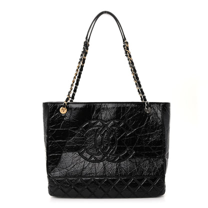 Chanel Shiny Aged Calfskin Quilted Large Shopping Bag Black 1 of 11
