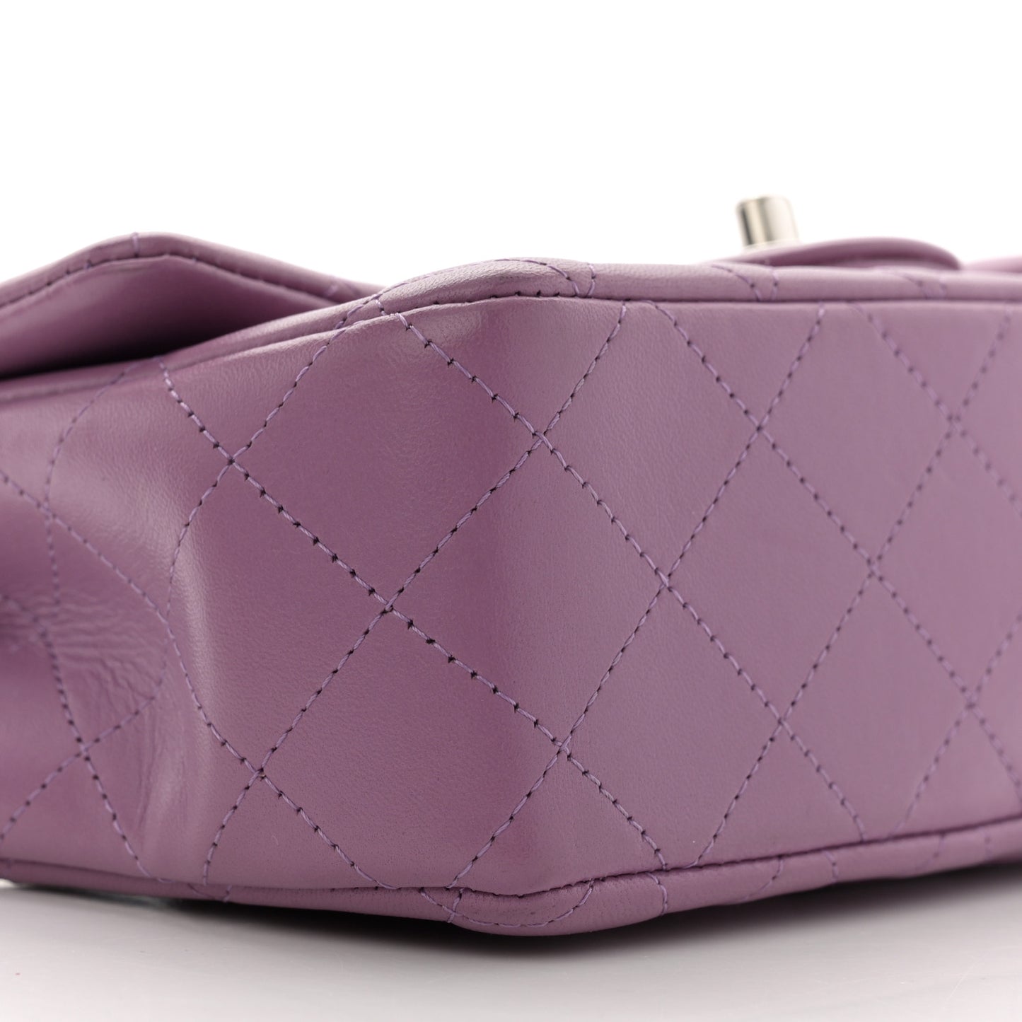 Lambskin Quilted Mini Rectangular Flap Purple