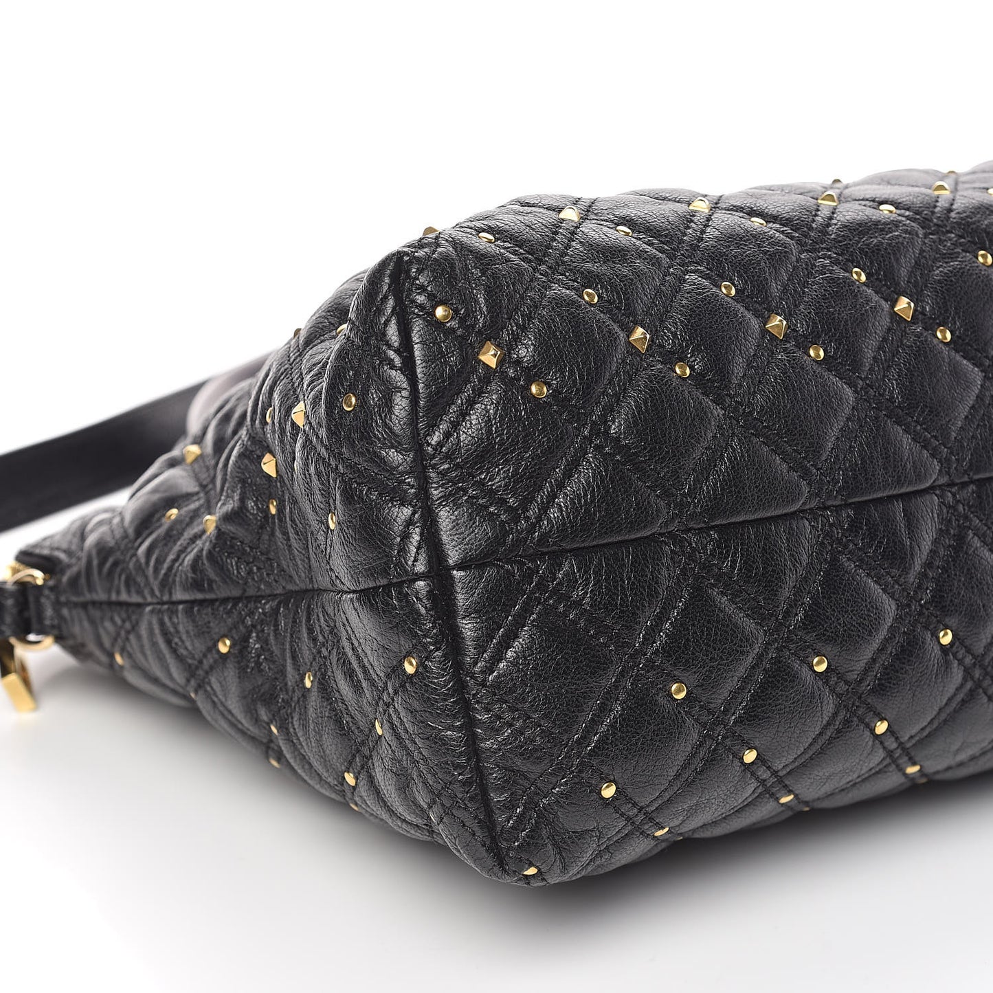Calfskin Quilted Stardust Rio Satchel Tote Bag Black