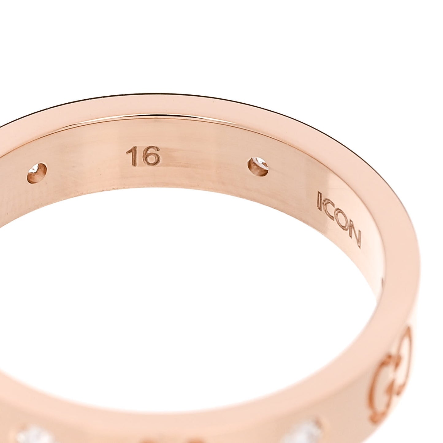 18K Rose Gold Diamond Icon Thin Band Ring 56 7.5