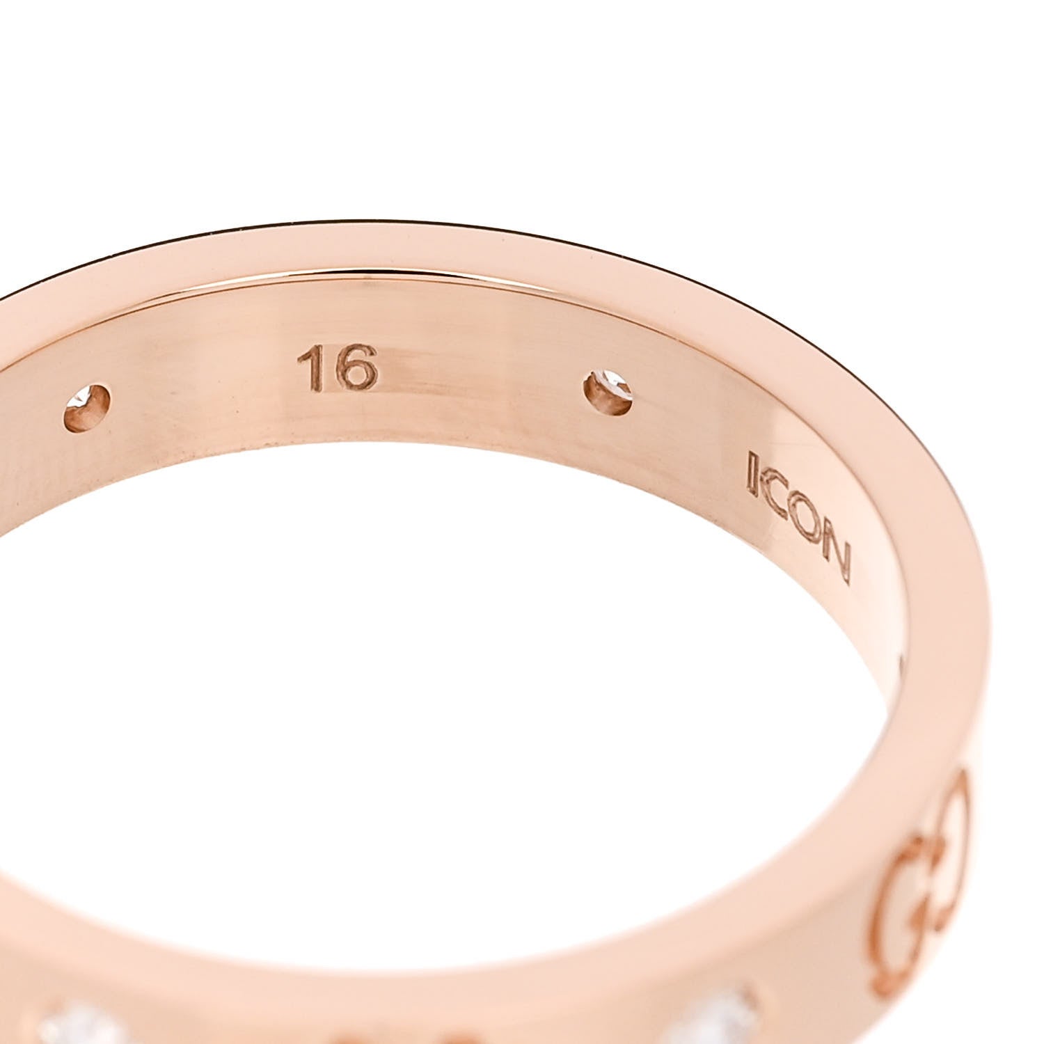 Gucci 18K Rose Gold Diamond Icon Thin Band Ring 56 7.5 5 of 5