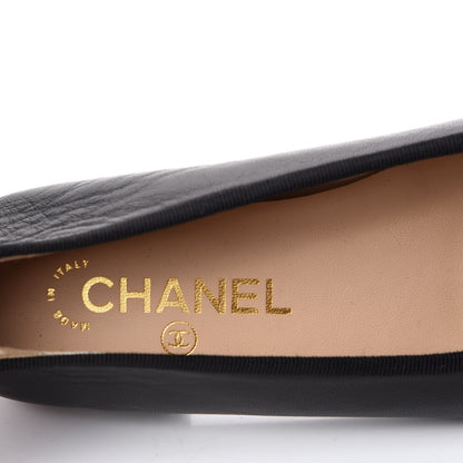 Chanel Lambskin Patent Cap Toe Ballerina Flats 37 Black 8 of 11