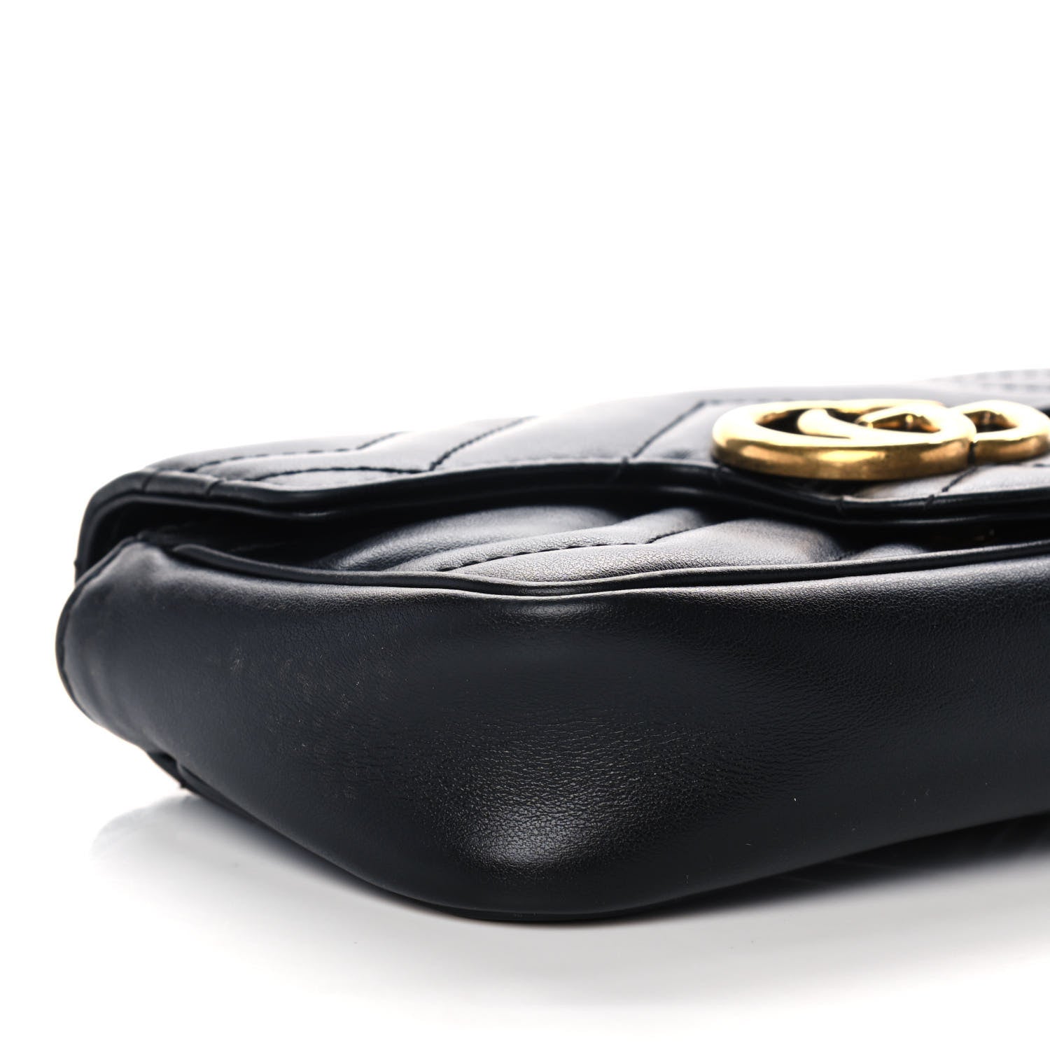 Gucci Calfskin Matelasse Super Mini GG Marmont Shoulder Bag Black 10 of 14
