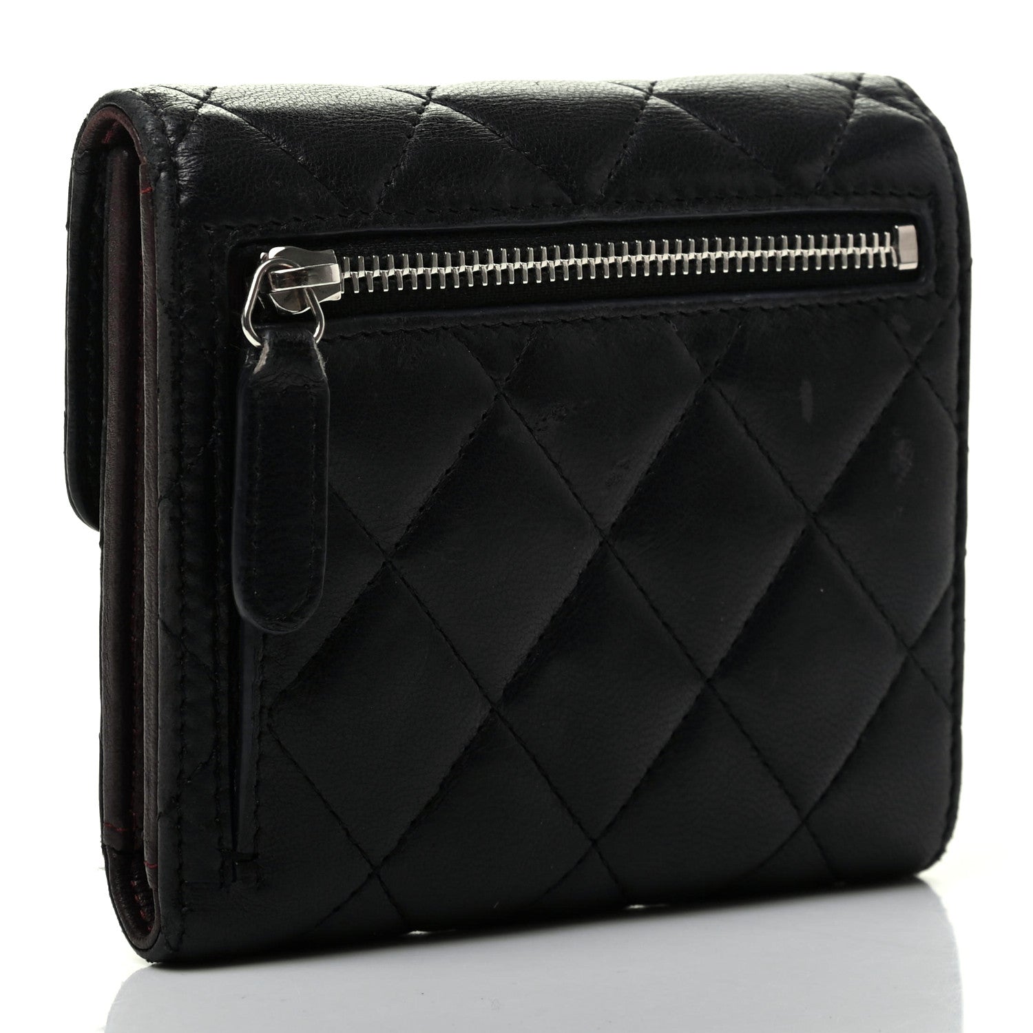 Chanel Lambskin Quilted Compact Flap Wallet Black 3 of 13