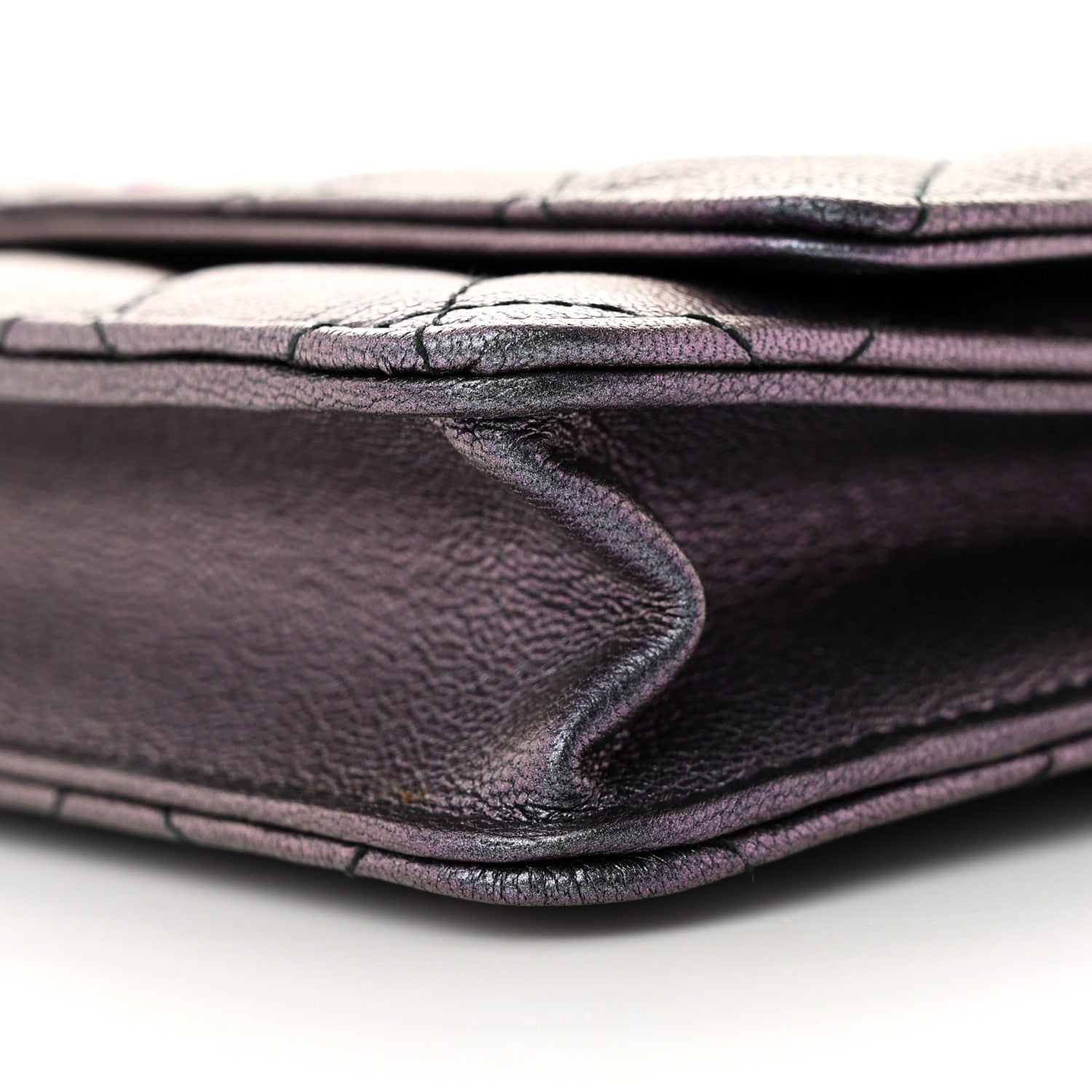 Chanel Iridescent Goatskin Quilted Wallet On Chain WOC Purple 11 of 12