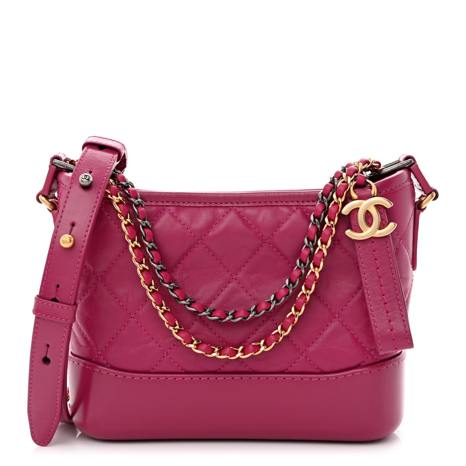 Chanel Aged Calfskin Quilted Small Gabrielle Hobo Fuchsia 1 of 10
