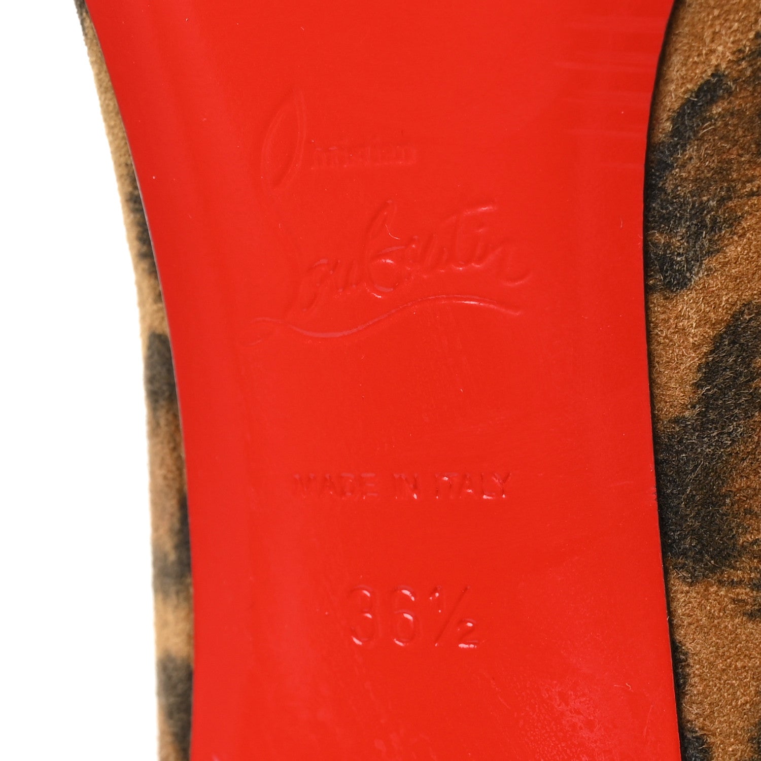 Christian Louboutin Veau Velours Kitty Birgikate 85 Ankle Boots 36.5 Leopard 7 of 7