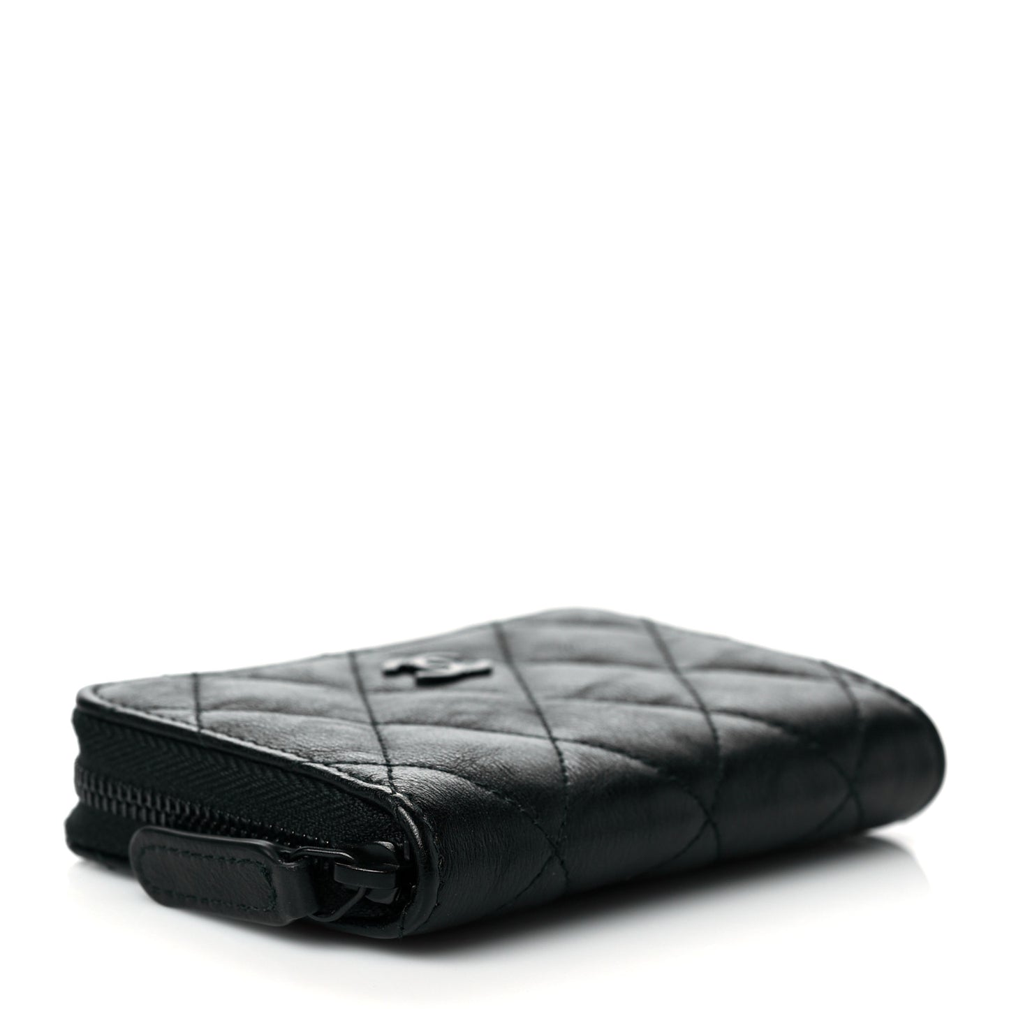 Calfskin Quilted Zip Coin Purse So Black