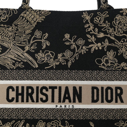 Christian Dior Canvas Embroidered Large Ornamental Cornely Book Tote Black Beige 8 of 12