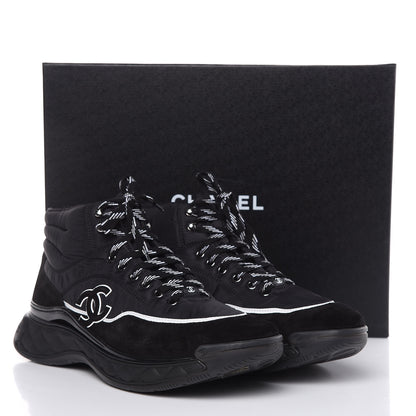 Chanel Fabric Suede Mens CC Sneakers 46 Black 9 of 9