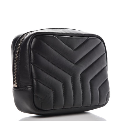 Saint Laurent Lambskin Y Quilted Monogram Loulou Cosmetic Case Black 3 of 7