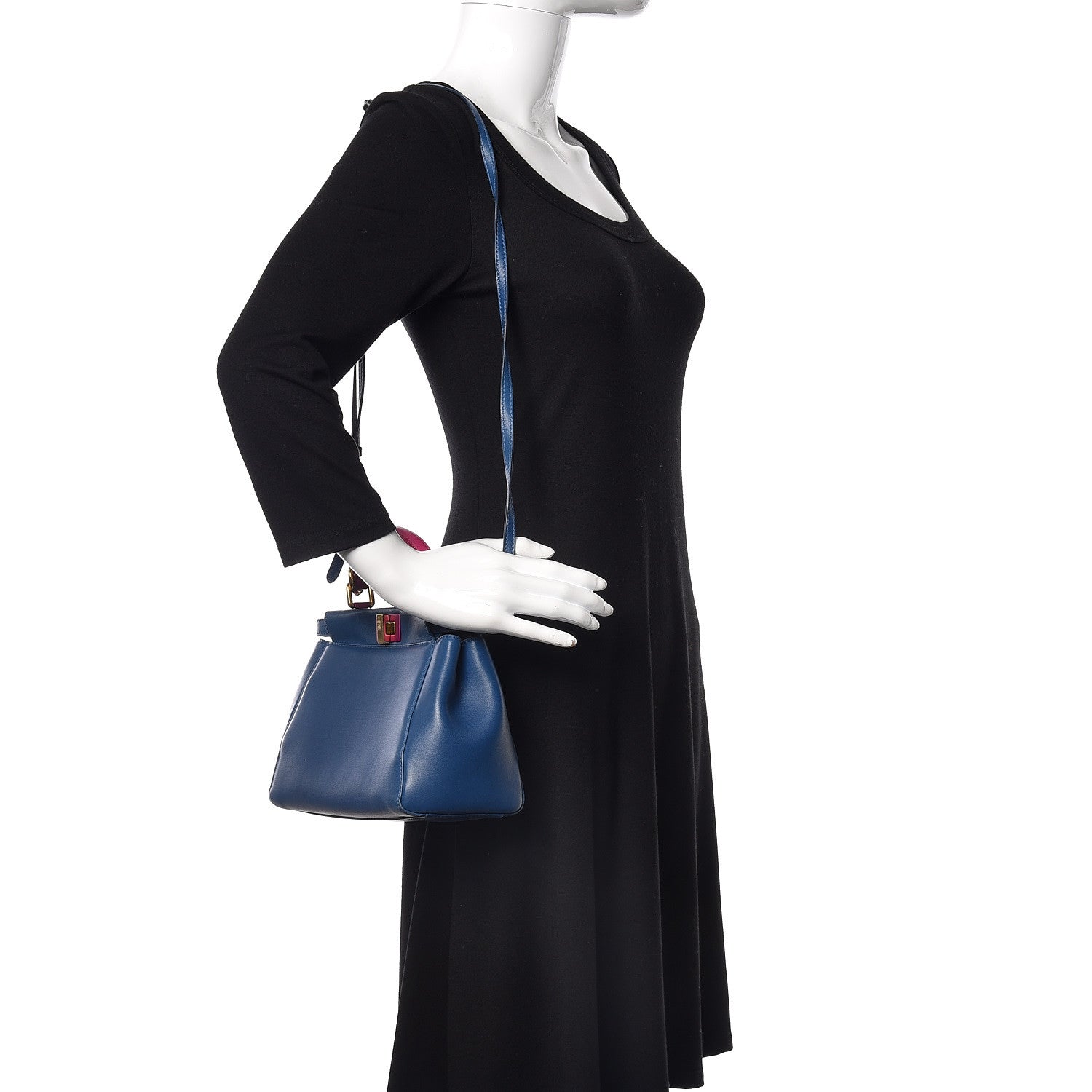 Fendi Nappa Colorblock Mini Peekaboo Iconic Satchel Iris Magenta Bubblegum 2 of 15