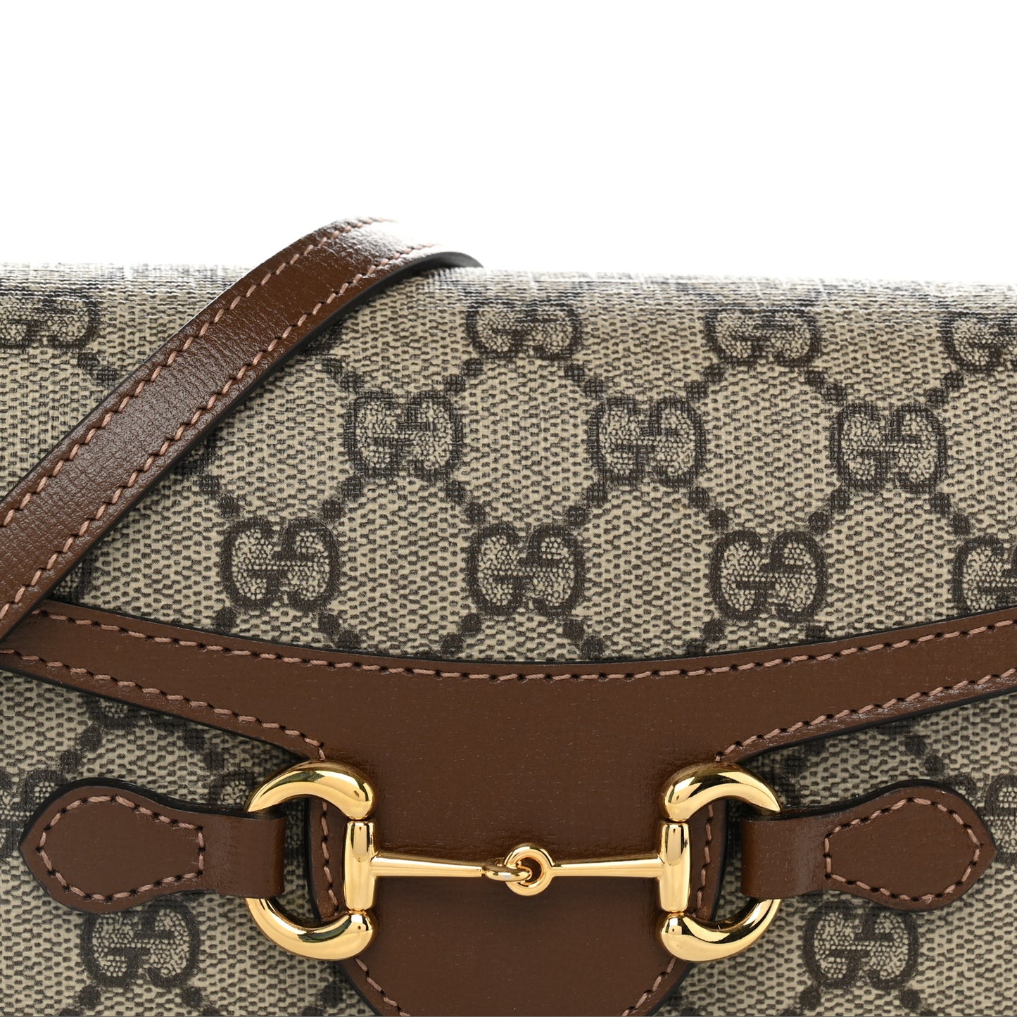 GG Supreme Monogram Mini Horsebit 1955 Shoulder Bag Beige Brown Sugar