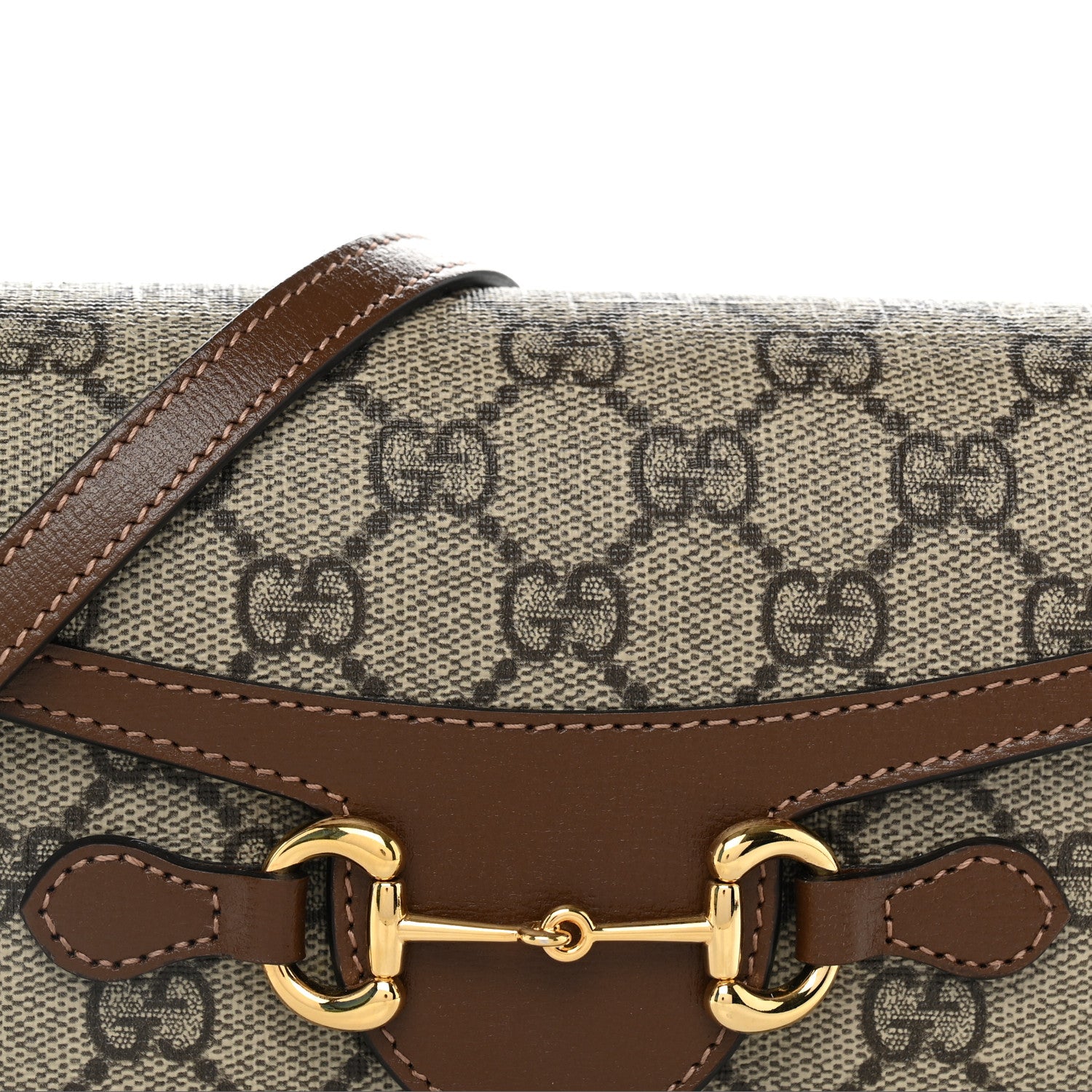 Gucci GG Supreme Monogram Mini Horsebit 1955 Shoulder Bag Beige Brown Sugar 8 of 11