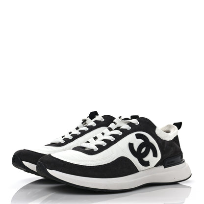 Chanel Nylon Suede Calfskin CC Sneakers 41 White Dark Grey 3 of 10